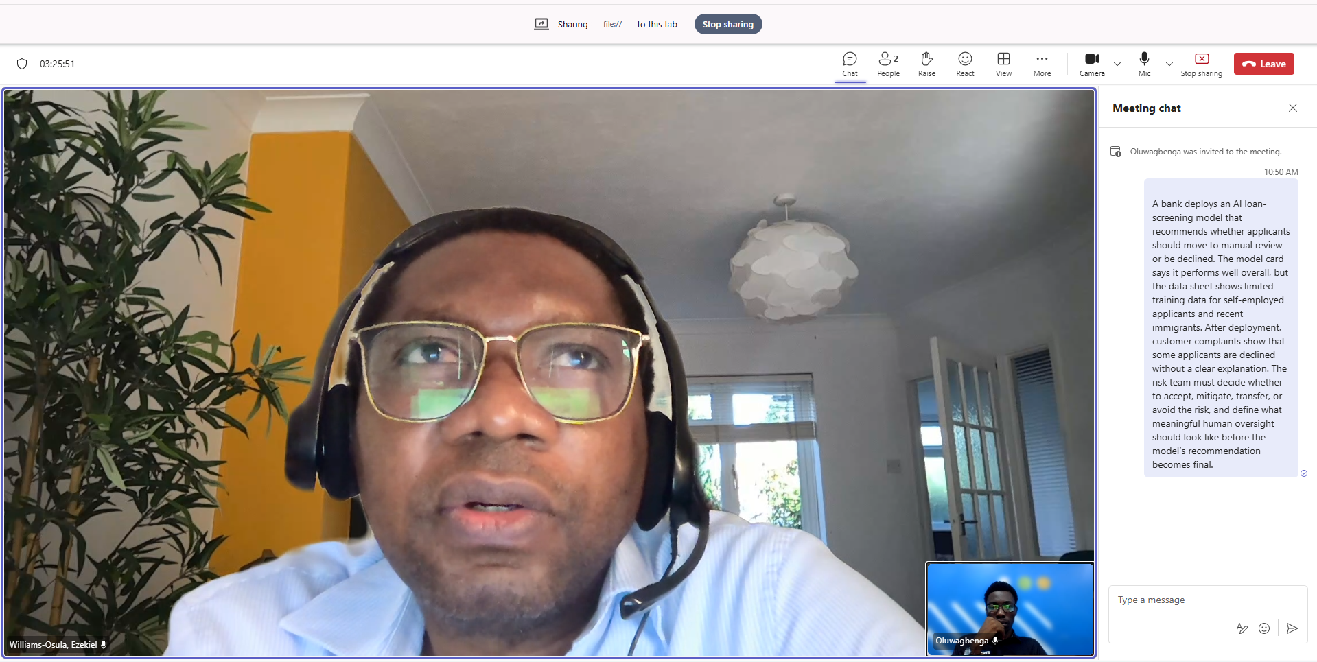 LEAD AI Risk Management examination consulting session with the Lead AI Risk Manager at Stanbic IBTC HQ